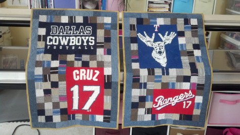 memory quilt with tshirt panels